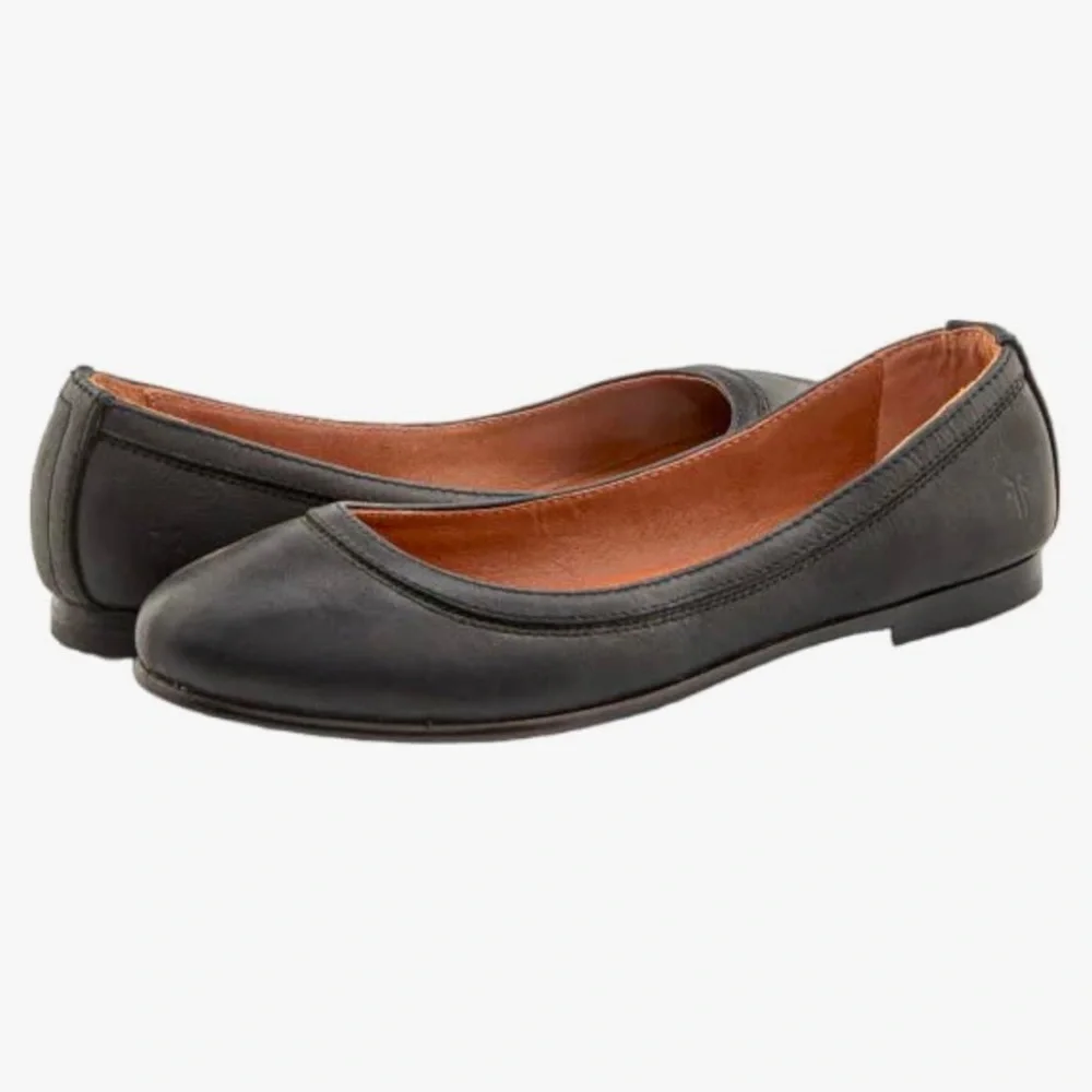 FRYE • Carson Ballet Flats - Black Leather Size 7.5 - Picture 3 of 16
